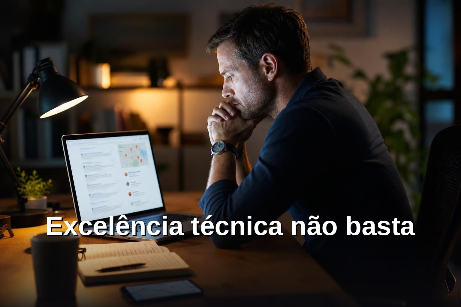 agendamento cheio negócio local — pequena oficina com agenda cheia, símbolo de cliente aparecendo sozinho no Google