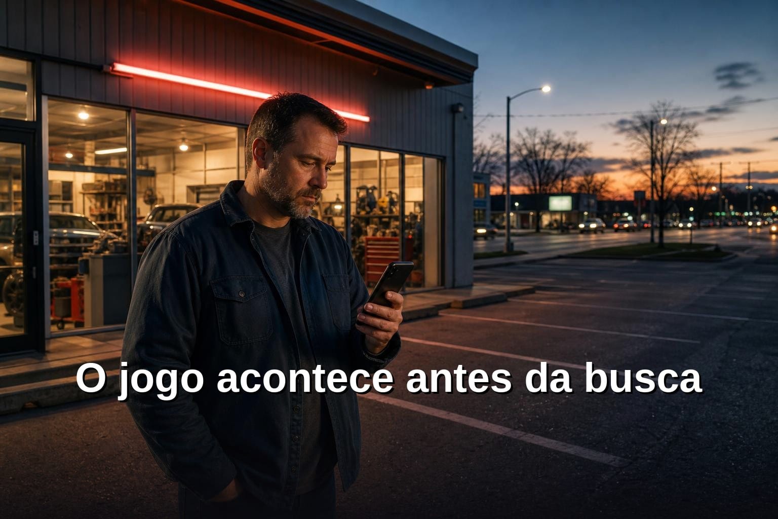 Tela de notebook com painel do Google Ads aberto mostrando campanhas de negócio local, escritório pequeno ao fundo
