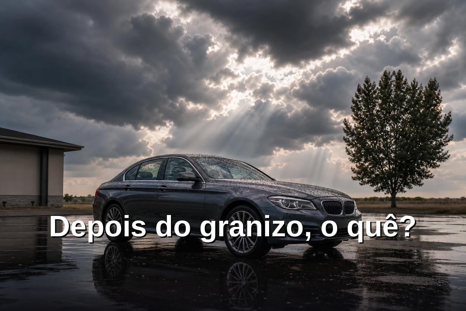 Hail damage granizo Brasil capô amassado com chuva de pedras de gelo caindo