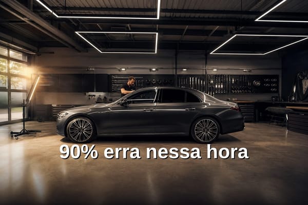 Oficina de PDR com técnico lendo painel de carro sob luz refletora LED especializada